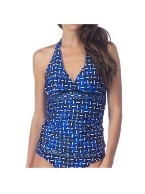 La Blanca Blue Halter Tankini Swim Top - Women Size 8